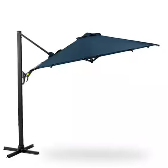 JERFIT Blue 10 Ft Square Offset Patio Umbrella with 360 Degree Rotation and Tilt Adjustment for Outdoor Deck and Backyard Shade