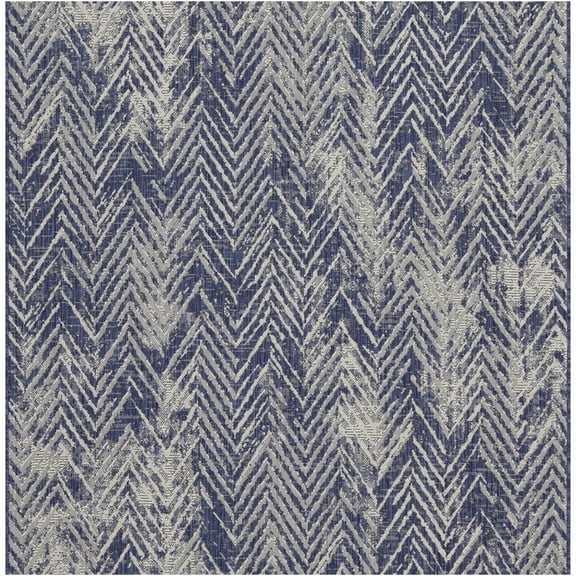 JERFIT Blue Indoor Outdoor Area Rug 5x7 Feet, Reversible Low Profile Flatweave Polypropylene Rug for Patio Deck Poolside Living Room