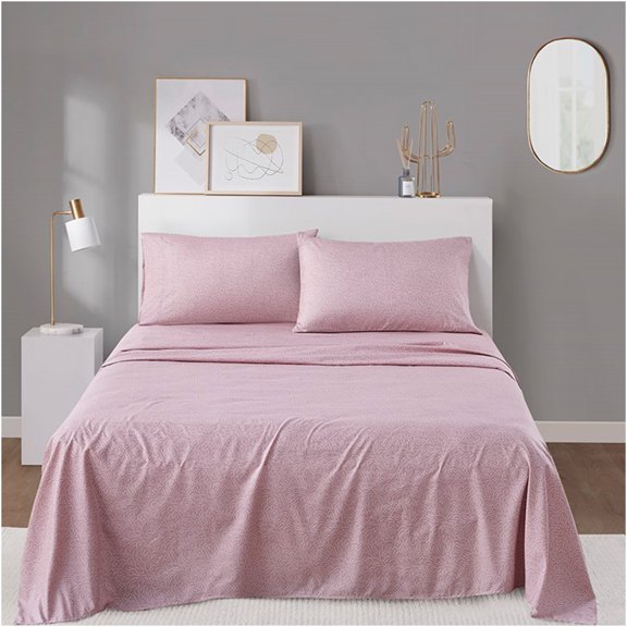 JERFIT Blush Queen Sheet Set, 4PC Microfiber Bed Sheets Wrinkle Free, All Season Soft Luxury Bedding Set with Deep Pocket