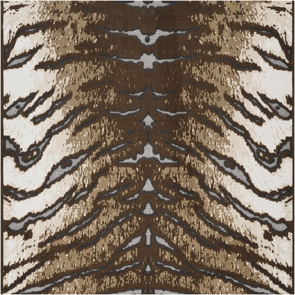 JERFIT Brown Cowhide Print Area Rug 5x7 Feet, Soft Polyester Farmhouse Rug with Non-Slip Jute Backing, Stain Resistant Low Pile Indoor Rug for Living Room, Bedroom, Entryway