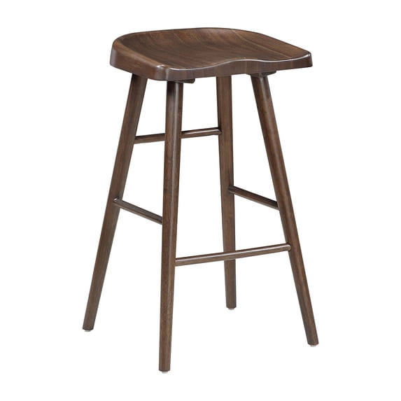 JERFIT Brown Wood Bar Stools Set of 2, Classic Saddle Seat Pub Stools for Kitchen Island, Counter Height, Durable & Comfortable
