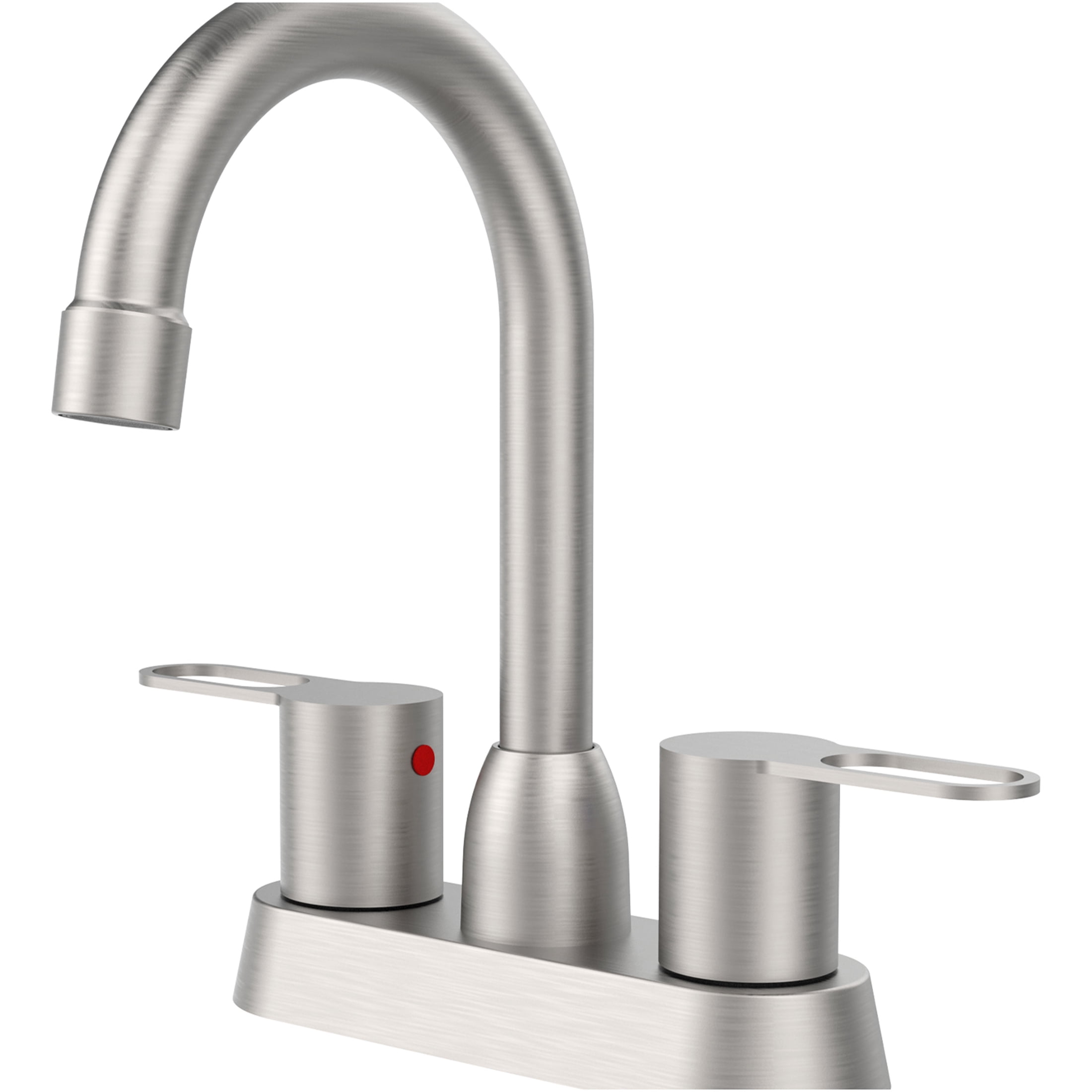 JERFIT Brushed Nickel Bathroom Sink Faucet, Centerset 2-Handle Modern Vanity Faucet for 3-Hole Sink, RV Compatible