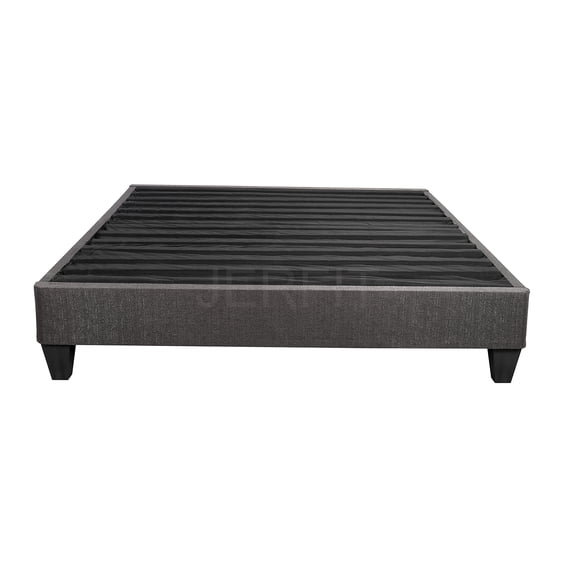 JERFIT Cal King Upholstered Platform Bed Frame with Headboard Brackets, Dark Grey Modern Foundation, No Box Spring Needed