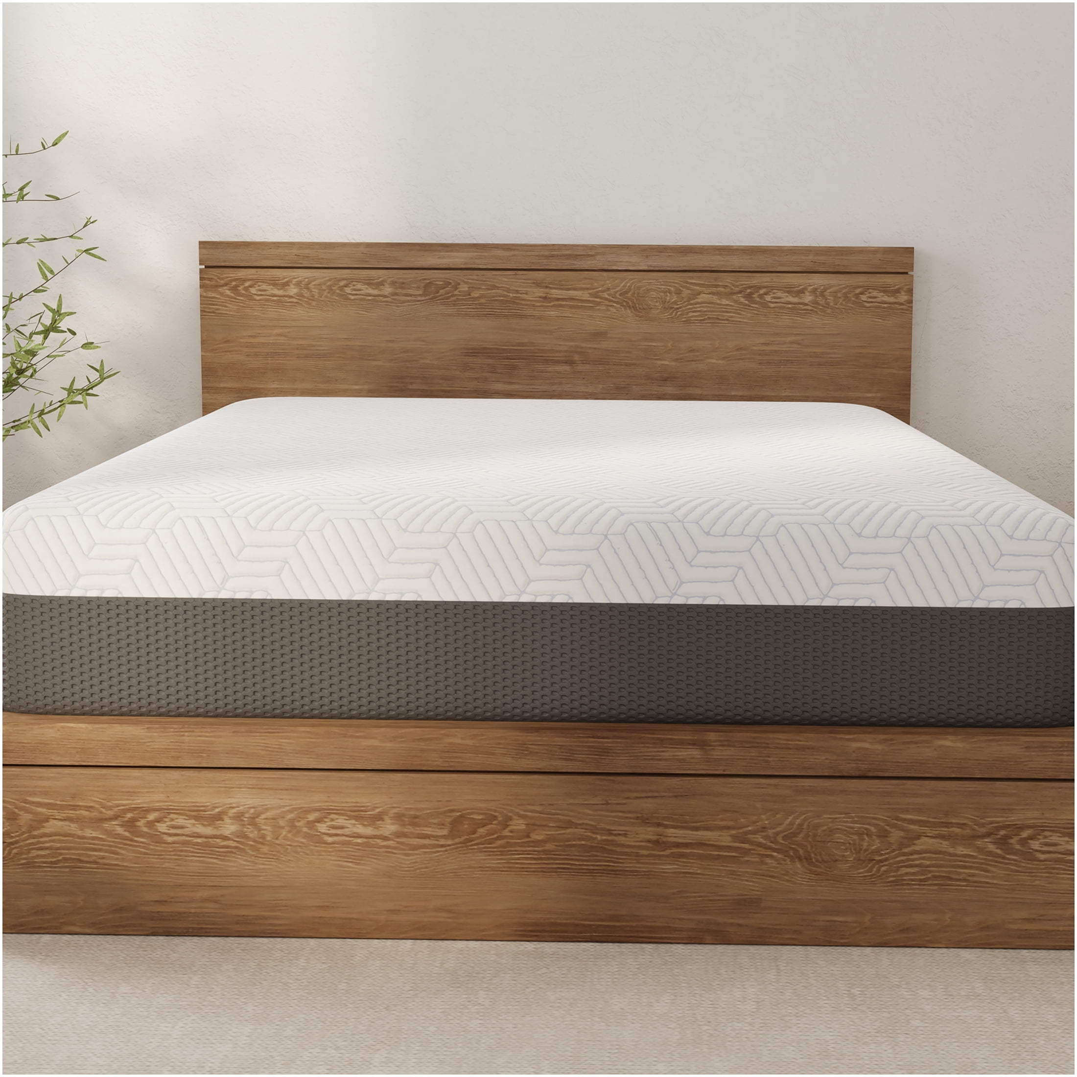 JERFIT California King Size 12 Inch Cooling Gel Memory Foam Mattress, Medium Firm Support with CertiPUR-US Certified, Bed in a Box, White Gray