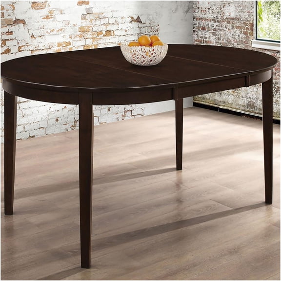 JERFIT Cappuccino Brown Oval Extendable Dining Table for 6, Rubberwood with Leaf, Transitional Style