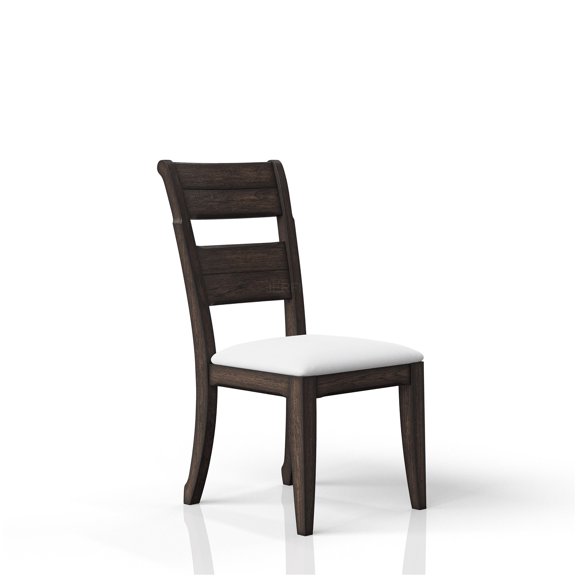 JERFIT Chocolate Upholstered Side Chair, Traditional Ladderback Dining Chair with Padded Seat, Solid Wood Frame