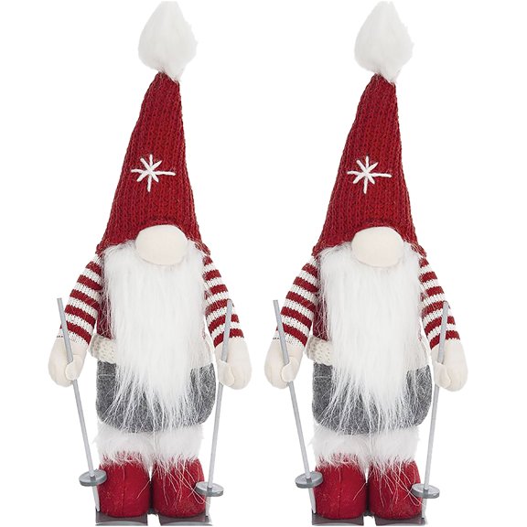 JERFIT Christmas Gnomes Decor Set of 2, Multicolor Polyester Tabletop Elf Statues for Holiday Home Party Festive Decorations Gifts