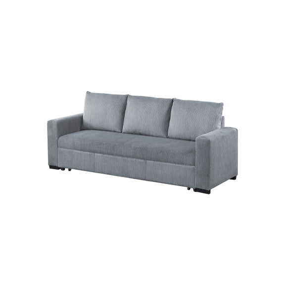 JERFIT Convertible Sofa Bed for Small Spaces, 2-in-1 Sleeper with Storage, Modern Corduroy Futon Couch with Square Arms for Living Room, Apartment, Dorm - Fog Color