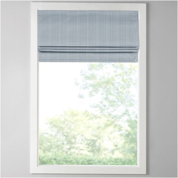 JERFIT Cordless Blue Roman Shade for Windows, Basket Weave Textured Room Darkening Window Shade, Thermal Insulated Blackout Blind, Inside or Outside Mount, 64" Length, Polyester Fabric