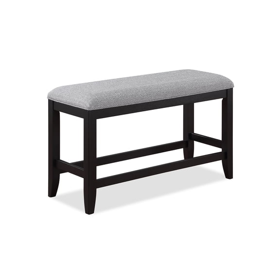 JERFIT Counter-Height Dining Bench with Upholstered Seat, Transitional Style Brown Fabric & Wood Bar Height Stool for Kitchen Island