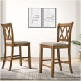 thumbnail image 1 of JERFIT Counter Height Dining Chairs Set of 2, Upholstered Fabric Bar Stools with Tapered Legs for Kitchen Island, Cottage Oak Finish, 1 of 6