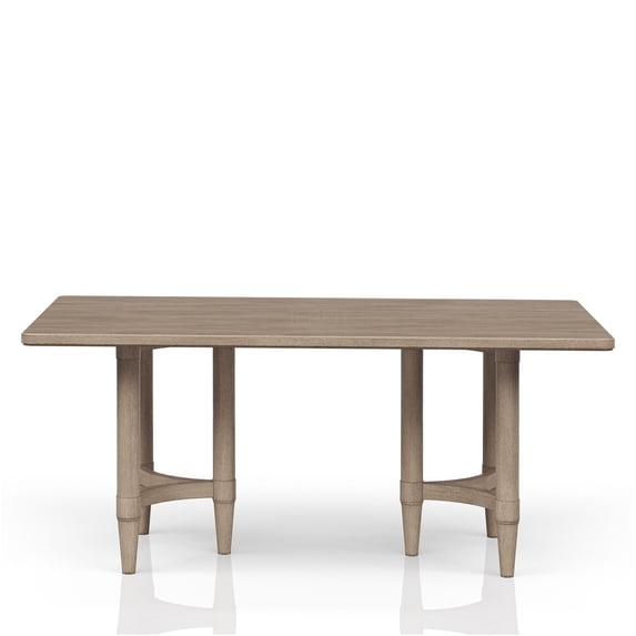 JERFIT Counter Height Dining Table for Kitchen, 42 Inch Breakfast Nook Table with Double Pedestal Base, Solid Wood Trestle Table in Sand Finish