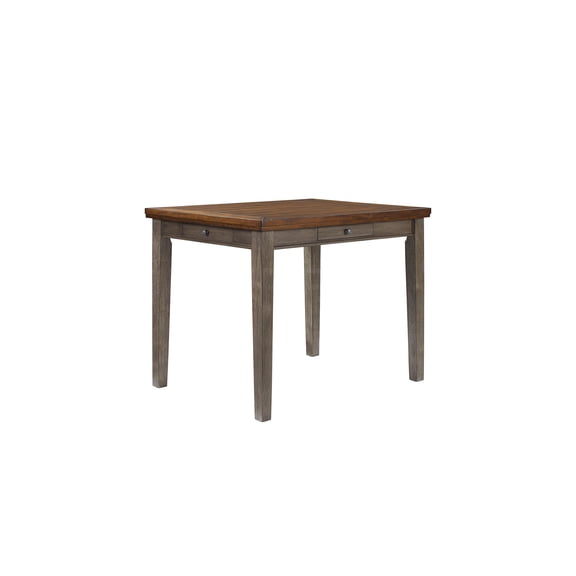 JERFIT Counter Height Dining Table with 4 Drawers, Two-Tone Finish, Gray Industrial Farmhouse Kitchen Desk, Solid Wood & MDF