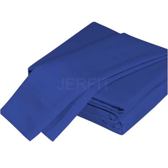 JERFIT Dark Blue Bamboo Viscose 5-Piece Split King Bedding Sheet Set for Bedroom Use