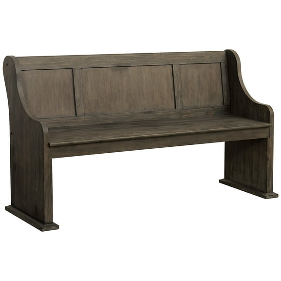 JERFIT Dark Oak Finish 1pc Bench with Curved Arms Wooden Backrest Dining Furniture