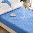 thumbnail image 1 of JERFIT Diamond Grid Ultrasonic Waterproof Mattress Protector, Queen Size, Light Blue, Cotton, Fitted, Bed Bug, Allergy, Machine Washable, 1 of 8