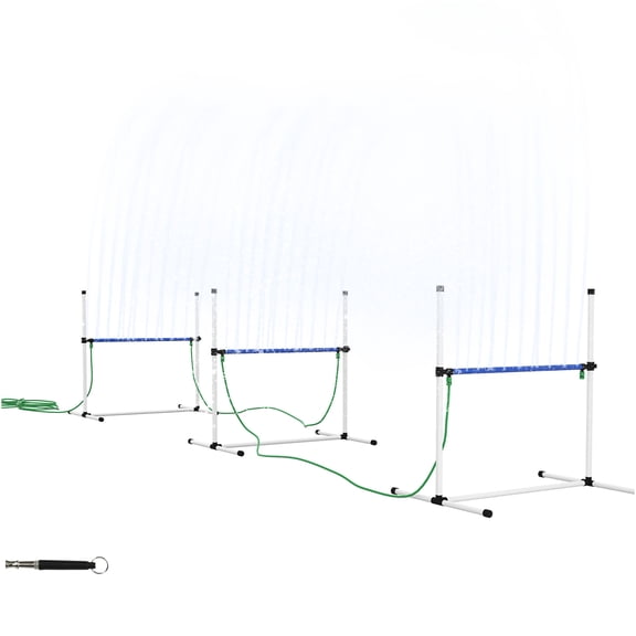 JERFIT Dog Agility Training Set with Adjustable Hurdles, Water Spray Tube, Whistle & Carry Bag for Outdoor Pet Obstacle Course, White
