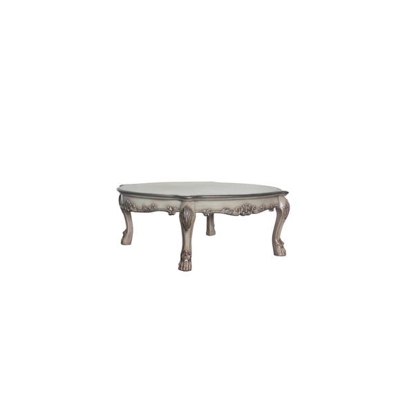 JERFIT Dresden Vintage Ivory Coffee Table with Floral Carvings, Transitional Style, Resin and Wood Composite