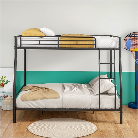 JERFIT Duty Metal Bunk Bed Full Over Queen Bunk Bed Frame for Adults Noise Free Frames No Boxing