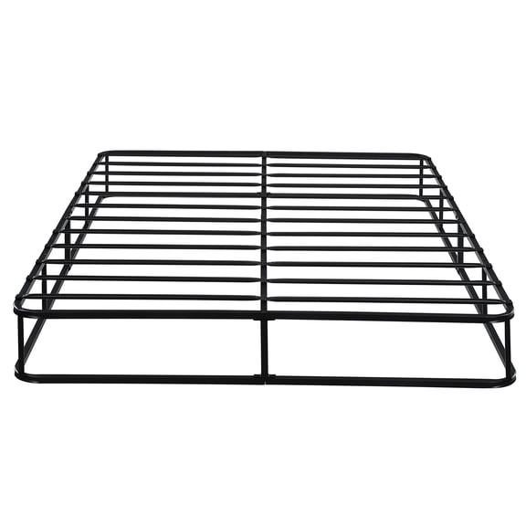 JERFIT Eastern King Bed Frame 8.5" High Profile Foundation with Heavy Duty Steel Slats Textured White Cover, Black Metal Platform, Easy Assembly