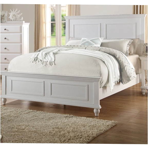 JERFIT Eastern King Bed Frame with High Panel Headboard, White Modern Bedroom Platform with Footboard, No Box Spring Needed