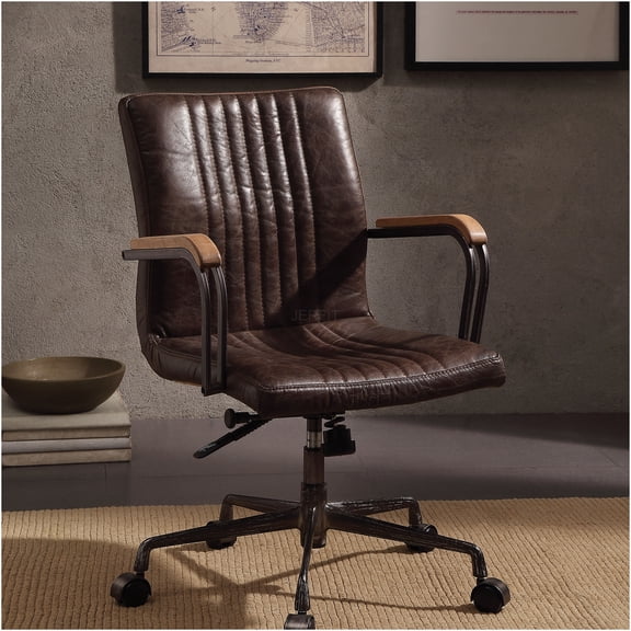 JERFIT Ergonomic Office Chair with High Back, Adjustable Lumbar Support, PU Leather Swivel Desk Chair with Arms, Tilt Function, Rolling Wheels for Home and Office