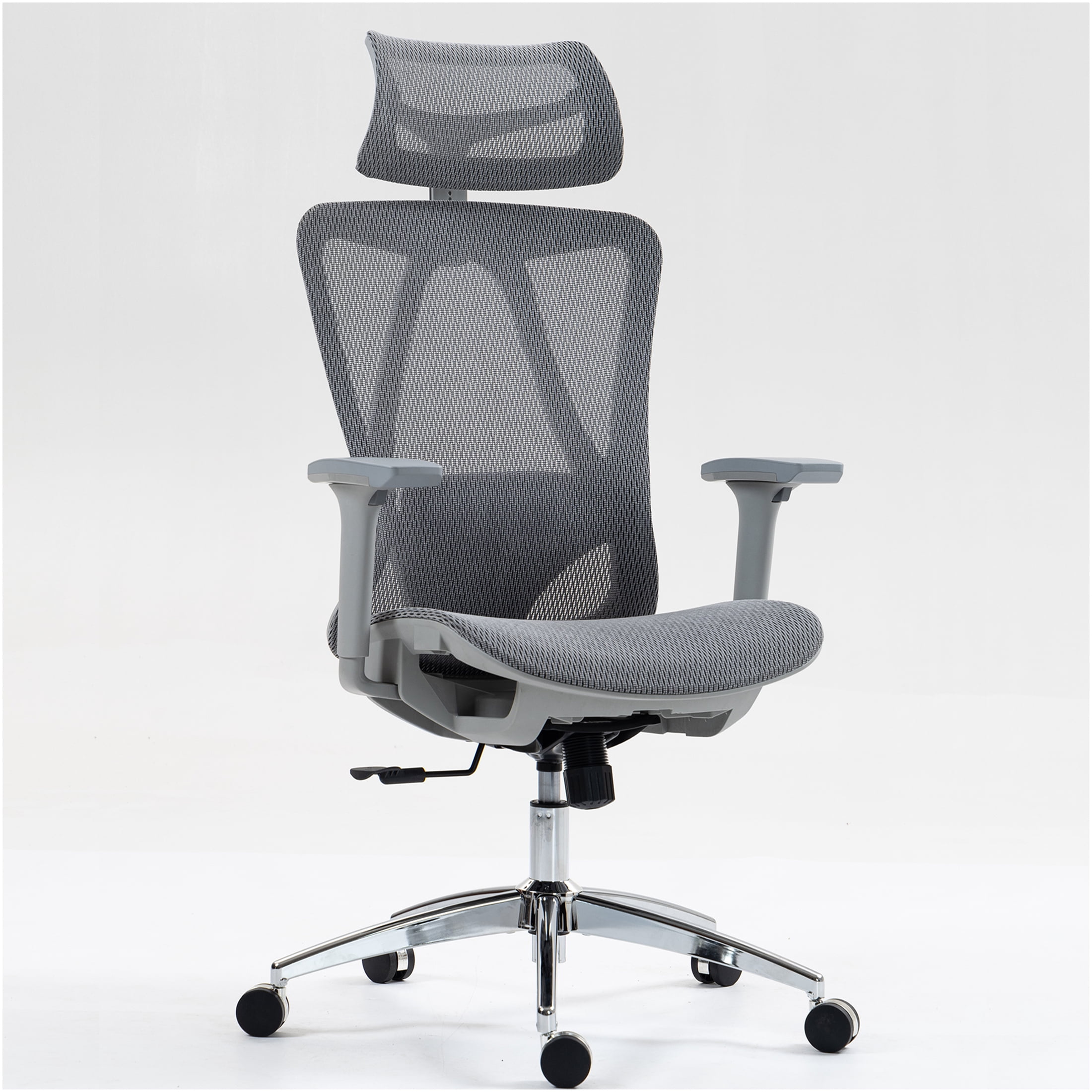JERFIT Ergonomic Office Chair with Lumbar Support, Adjustable Swivel Desk Chair, Breathable Mesh and Fabric Executive Chair for Home Office, Grey