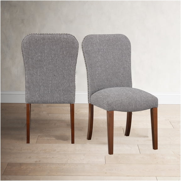 JERFIT Espresso Dining Chairs Set of 2, Upholstered Fabric Side Chairs with Nailhead Trim for Kitchen Dining Room