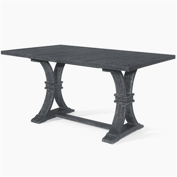 JERFIT Expandable Dining Table for 6, Rustic Farmhouse Kitchen Table with Extension Leaf, Solid Wood X-Frame Base, Gray Wash Finish