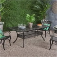 thumbnail image 1 of JERFIT Expandable Outdoor Dining Table, 5 to 7 Feet Natural Aluminum Patio Table with Scrollwork Design for Garden, Deck, Backyard, 1 of 10