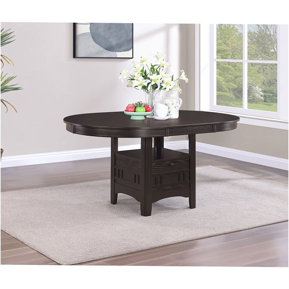 JERFIT Expandable Oval Dining Table in Rich Espresso, Solid Wood & MDF Extendable Kitchen Table with Leaf for 4, Modern & Traditional Style