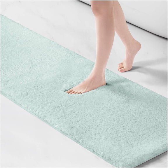 JERFIT Extra Long Plush Bath Rug, 24x72 Inch Non-Slip Green Bathroom Mat, Super Absorbent Quick Dry Machine Washable