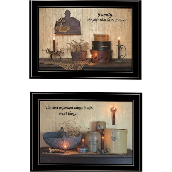 JERFIT "Family Forever" 2-Piece Framed Wall Art Print, Ready to Hang Multicolor Canvas Picture for Living Room Bedroom Decor