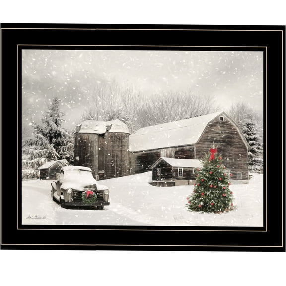 JERFIT Farmhouse Christmas Framed Wall Art Print, Multicolor Modern Holiday Decor for Living Room, Bedroom, Ready to Hang Home Decoration
