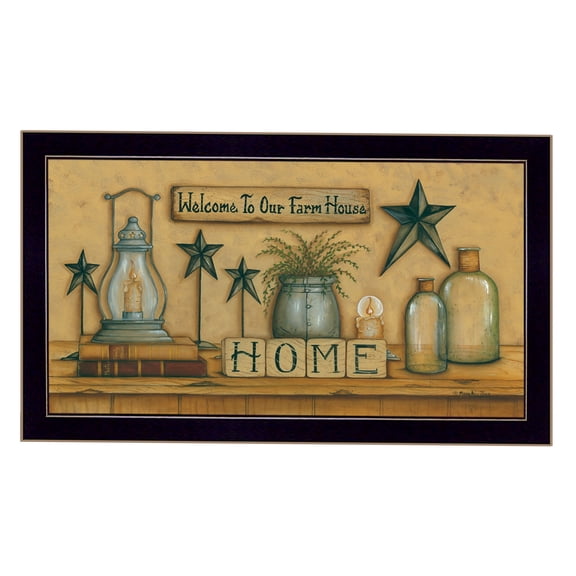 JERFIT Farmhouse Framed Wall Art Print "Welcome to Our Farm House" by Mary June, Multicolor Ready to Hang Modern Decor for Living Room, Bedroom, Kitchen