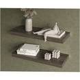 thumbnail image 1 of JERFIT Floating Shelves Set of 2, Wall Mounted Shelves for Living Room, Bedroom, Office, Dark Walnut Engineered Wood Invisible Brackets, 1 of 8
