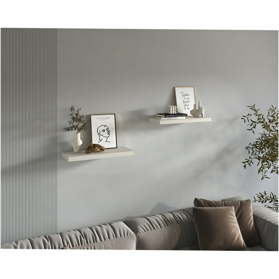 JERFIT Floating Shelves Wall Mounted, 2 Pack 31.5" White Wood Shelves for Bathroom, Kitchen, Living Room, Modern Farmhouse Decor, Easy Installation, Invisible Brackets