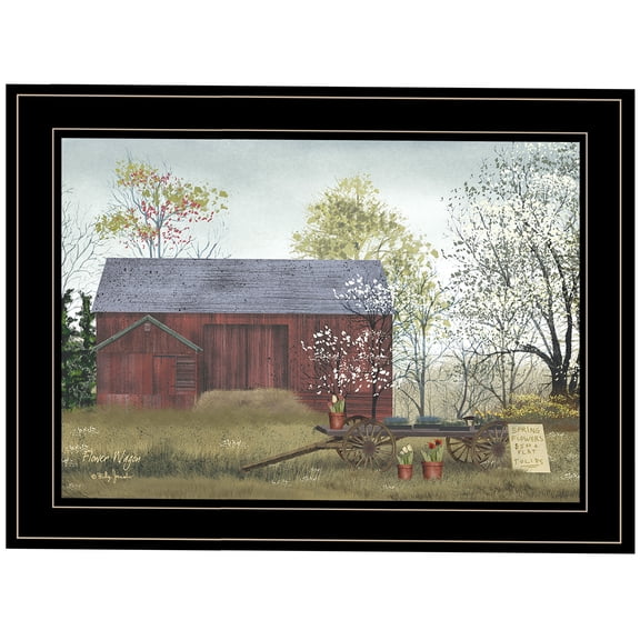 JERFIT Flower Wagon Framed Wall Art Print, Multicolor Ready to Hang Picture for Living Room, Bedroom, Office Decor