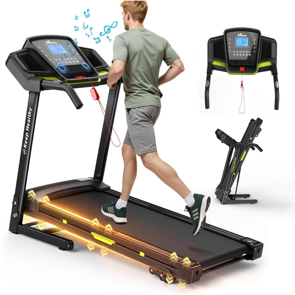 JERFIT Foldable Electric Treadmill with Auto Incline, 3.5HP Quiet Motor, 12 Programs, Pulse Monitor, APP Control, Hydraulic Folding for Home Gym Cardio Workout