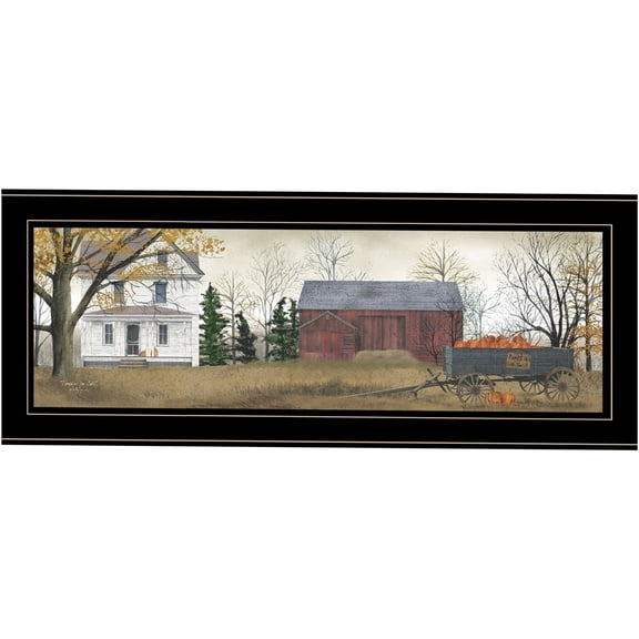 JERFIT Framed Wall Art Print "Pumpkins For Sale" by Billy Jacobs, Modern Multicolor Fall Canvas Picture for Living Room Decor, Ready to Hang