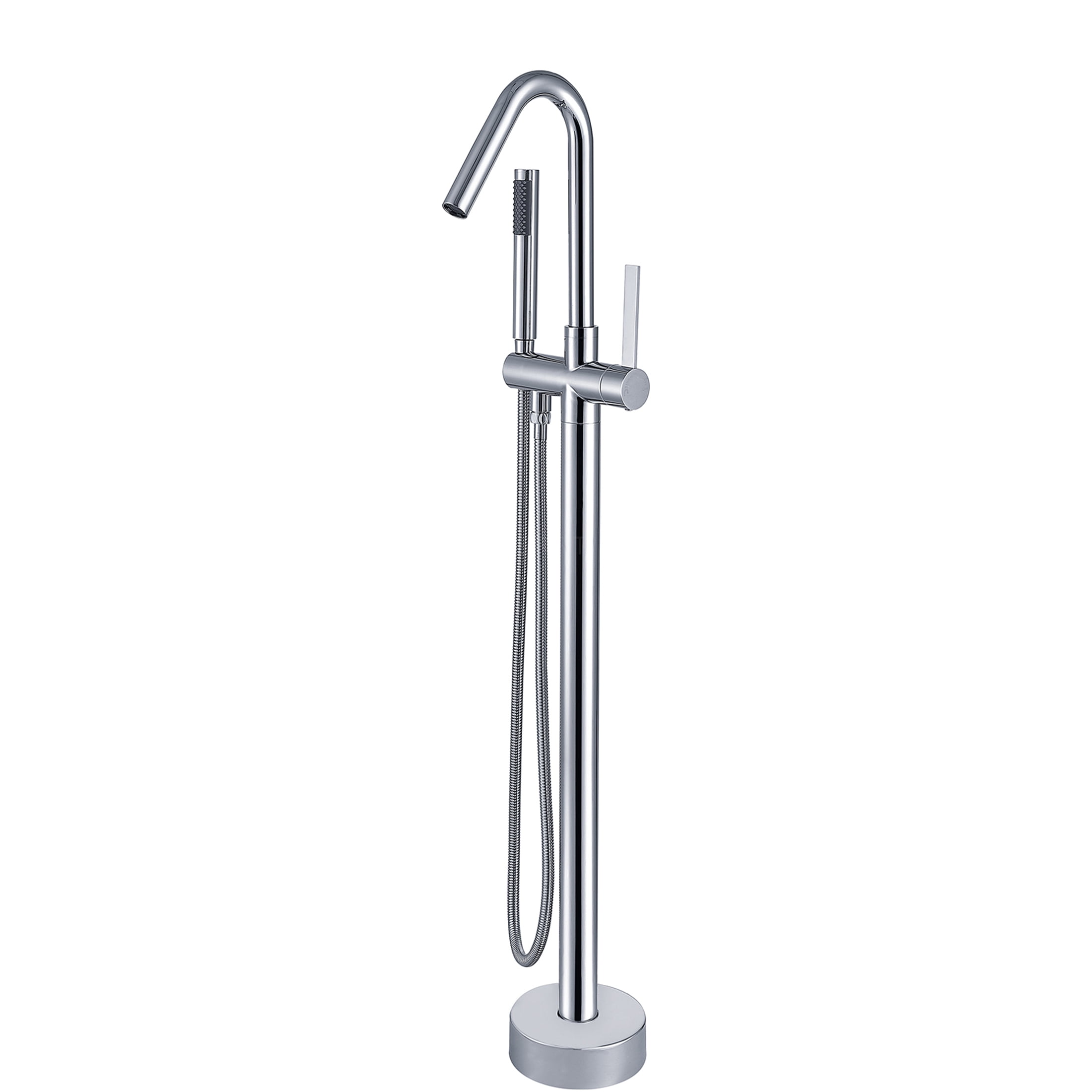 JERFIT Freestanding Modern Bathtub Faucet with Hand Shower, Chrome Finish, 3.9 GPM High Flow, Durable Metal Construction for Bathroom