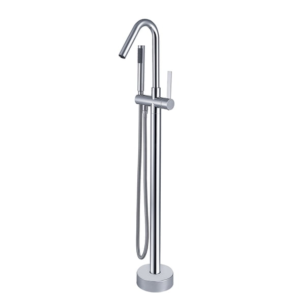 JERFIT Freestanding Modern Bathtub Faucet with Hand Shower, Chrome Finish, 3.9 GPM High Flow, Durable Metal Construction for Bathroom