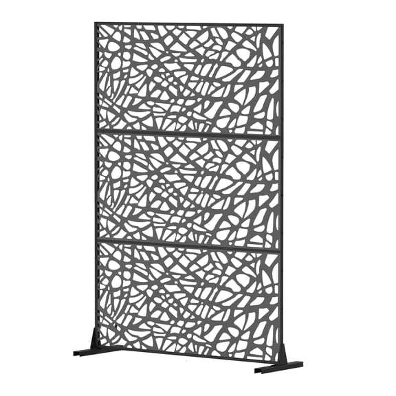 JERFIT Freestanding Privacy Screen for Outdoor & Indoor Use, Decorative Mesh Room Divider Panel for Patio, Balcony, Garden, Black