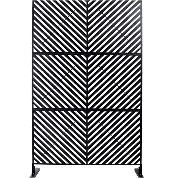 JERFIT Freestanding Privacy Screen for Patio and Indoors, Decorative Metal Room Divider Fence Panel for Garden, Deck, Balcony, Black