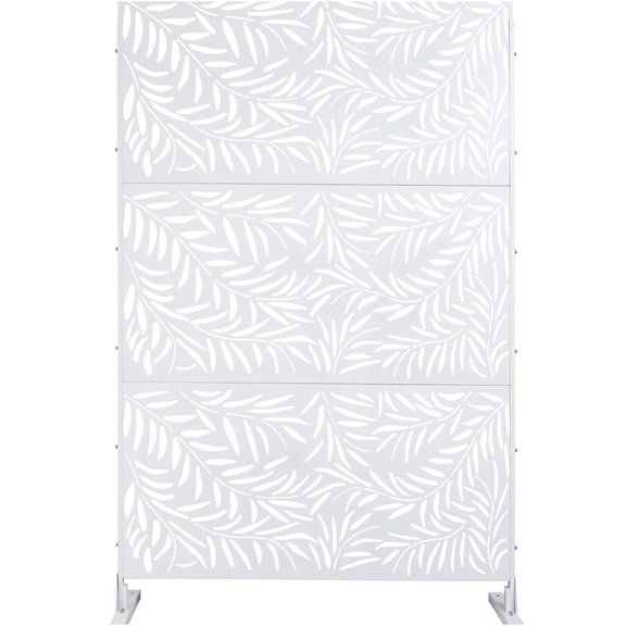 JERFIT Freestanding Privacy Screen for Patio and Room Divider, Decorative Metal Fence Panel for Indoor Outdoor Garden, Deck, Balcony in White