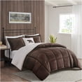 thumbnail image 1 of JERFIT Full Queen Comforter Set Brown Ivory, Ultra Soft Plush & Sherpa Reversible All Season Down Alternative Bedding Set with Shams, 1 of 10
