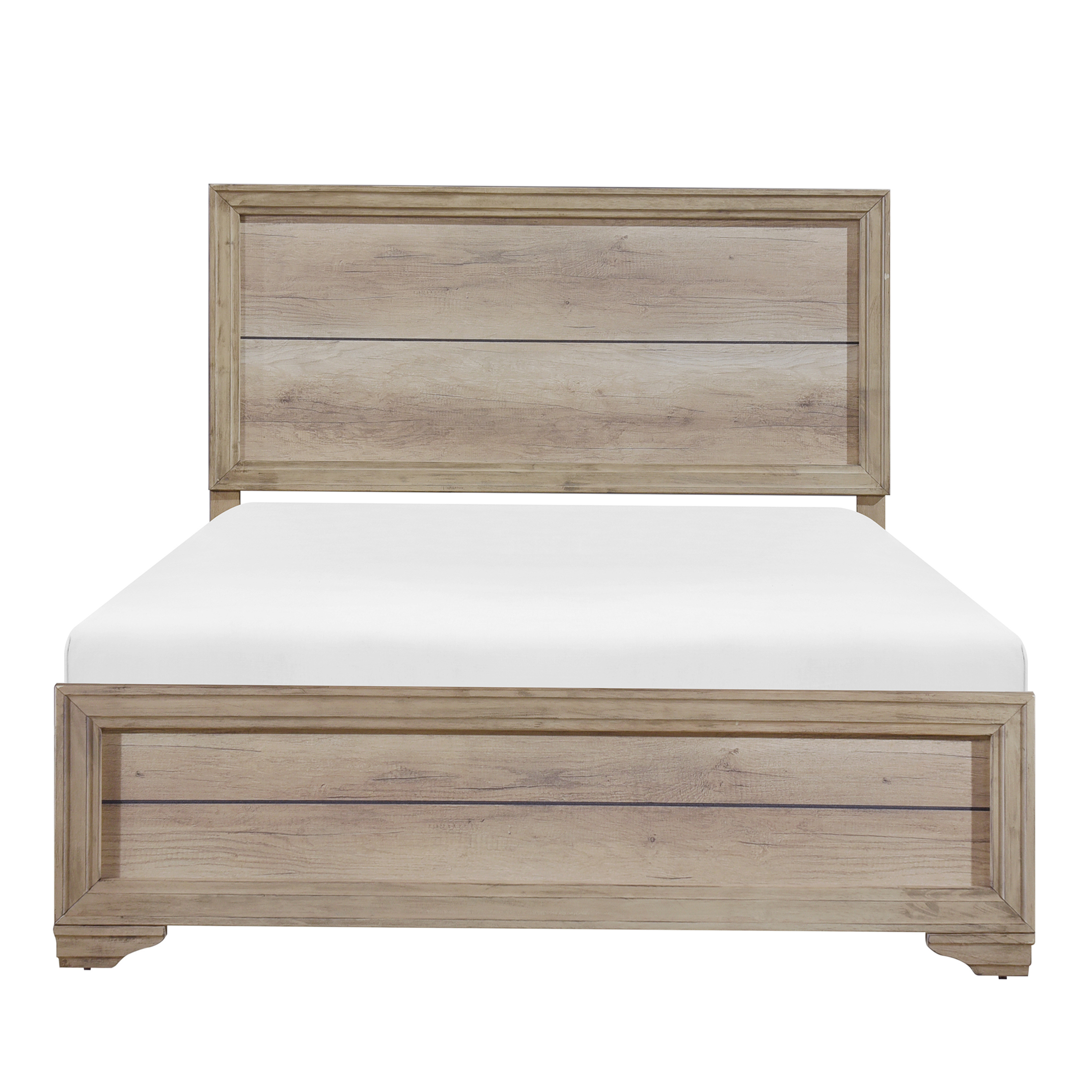 JERFIT Full Size Bed Frame, Natural Wood Finish Platform Bed with ...