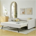thumbnail image 1 of JERFIT Full Size Daybed with Trundle Upholstered Sofa Bed with Vertical Stripes Linen Fabric, 1 of 7