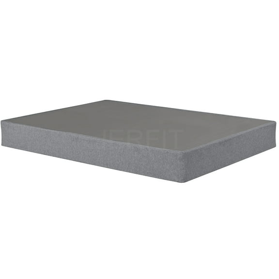JERFIT Full Size Foldable Bed Base, 9 Inch Steel Mattress Foundation Box Spring with Removable Cover, Space Saving, Gray