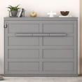 thumbnail image 1 of JERFIT Full Size grey folding bed, with its mattress support featuring flexible slats, follows the body's curves and is a space-saving hidden bed, 1 of 9